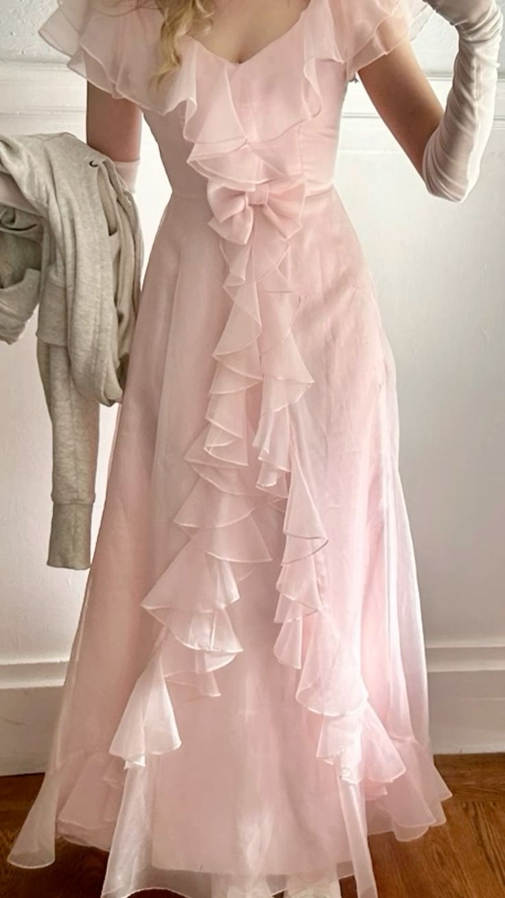 Vestido de noche largo de tul rosa claro para fiesta navideña