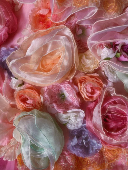 Princess Dreamy Colorful Flower Sweetheart Neck Ball Gown Organza Prom Dress Birthday Dress SH3632