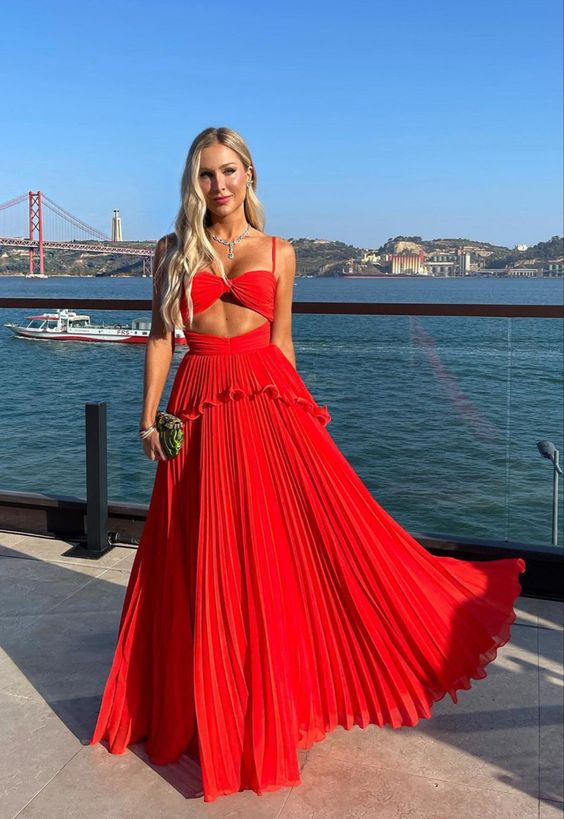 Vestido de fiesta rojo para mujer, sexy, elegante y sencillo.