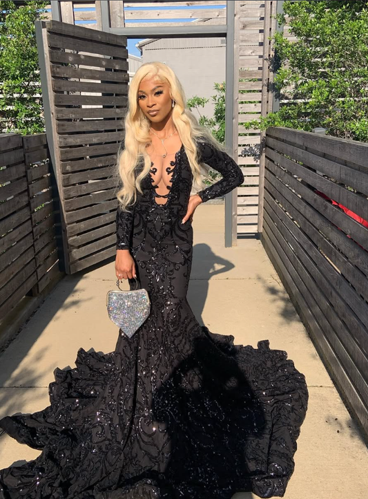 princess black girl long prom dress mermaid dress 6104