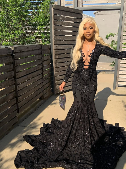 princess black girl long prom dress mermaid dress 6104