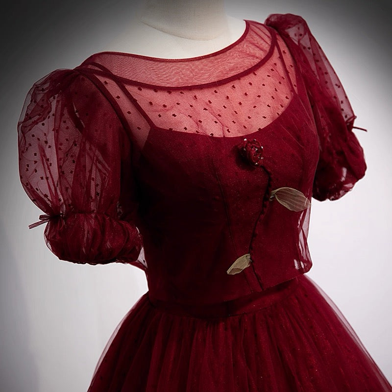 Elegante vestido de fiesta largo burdeos con tirantes finos, ideal para celebrar 20 cumpleaños y 18 años, DH128