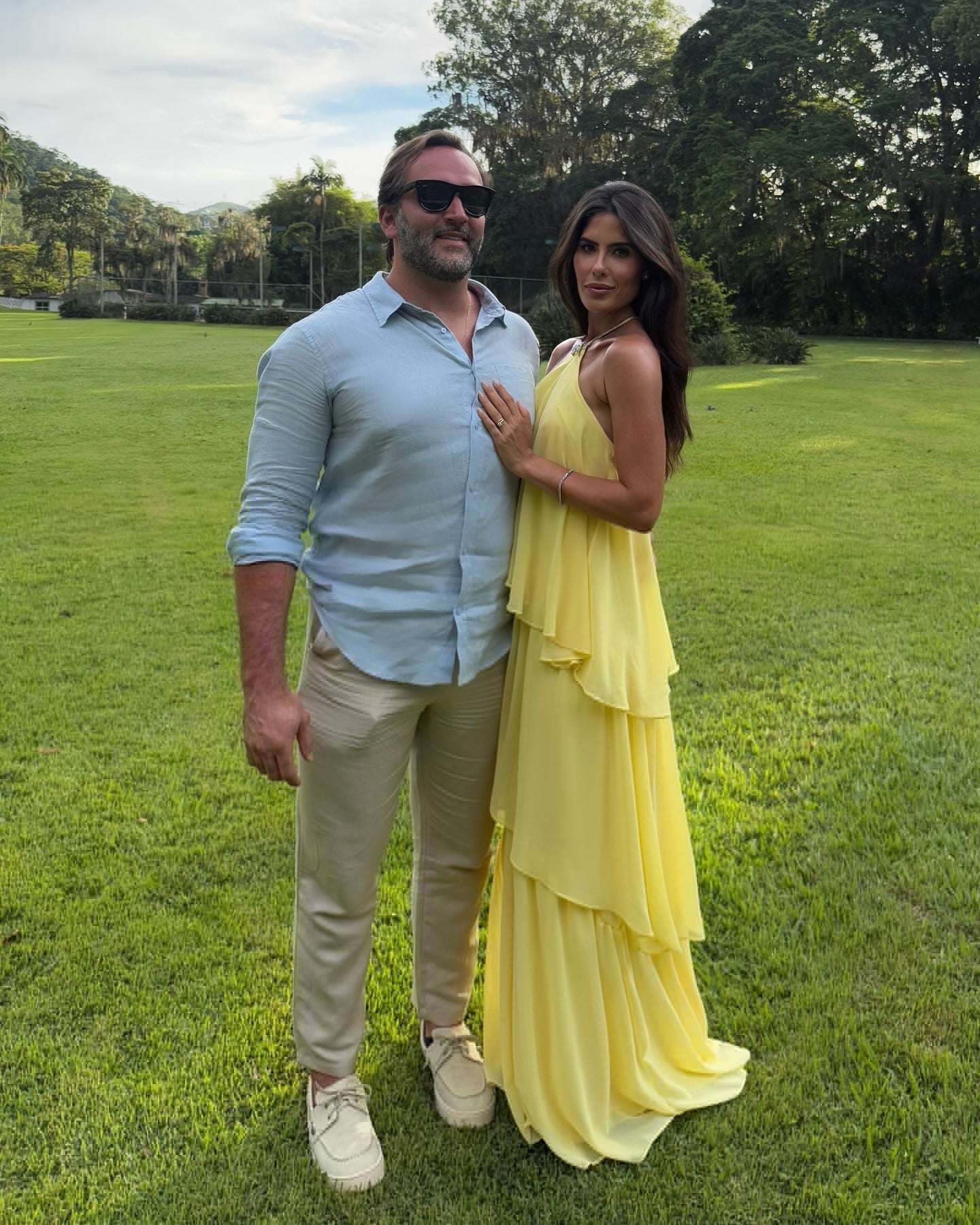Vestido de fiesta amarillo de corte A, de gasa, con volantes y capas, informal