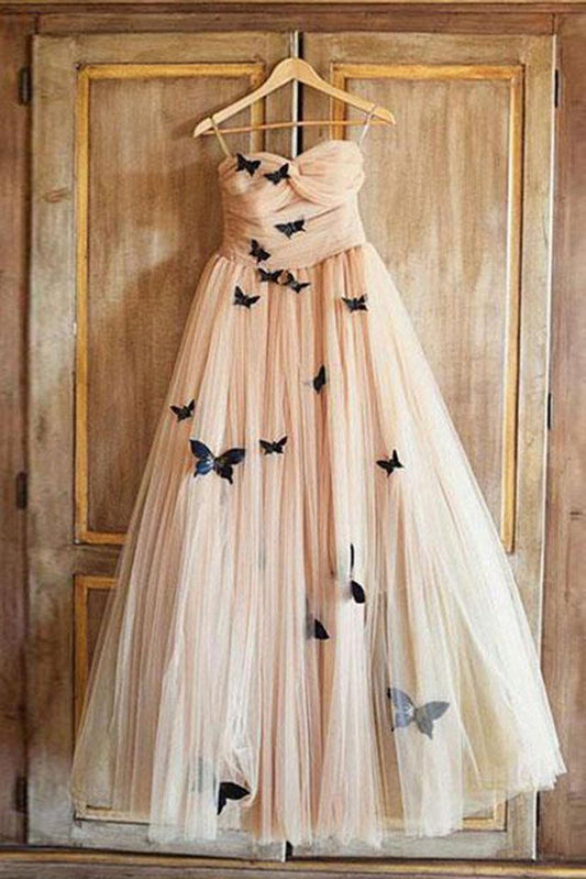 A-Line Sweetheart 3D Butterfly Appliques Prom Dress Long Formal Gown GP26