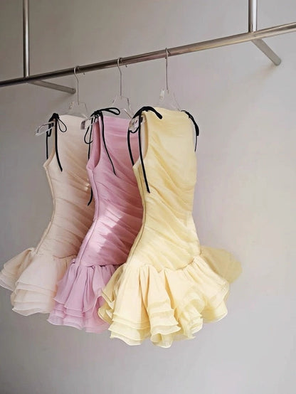 Vestidos de fiesta cortos, elegantes y cortos, de tul, con escote redondo, en rosa, para el regreso a casa, de noche, para cóctel, para 16 cumpleaños, DH2776