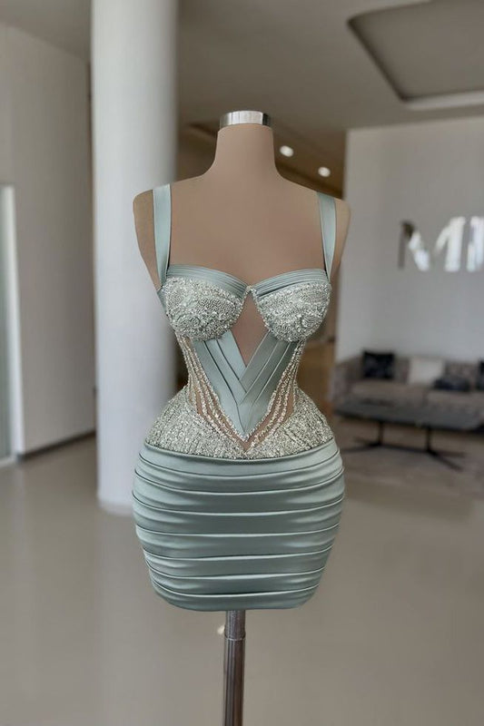 Green Sparkling Beaded Short Cocktail/Birthday Party Dress gh5015