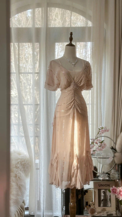 Light Pink Romantic Gorgeous Exquisite Elegant Beaded Long Chiffon Evening Dress Prom Dress Prom Dress Birthday Vacation Party Dress gh4046