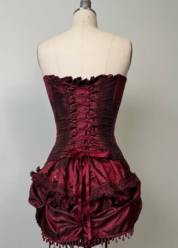 Burgundy Strapless Sheath Satin Lace-up Short Party Dresses Homecoming Dress TP3774