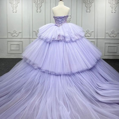 Quinceanera Dress Ball Gown Crystal Purple Prom Dresses       fg4418