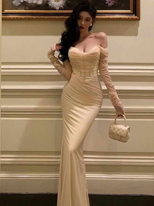 Sexy Wedding Party Dresses Long Sleeve Mermaid Gala Dress Formal