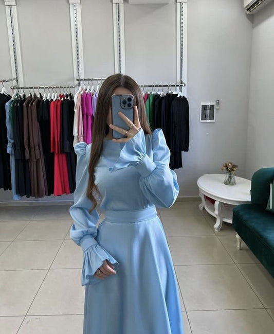 Elegant Blue Prom Dresses A Line Party Gown for Women   fg4635