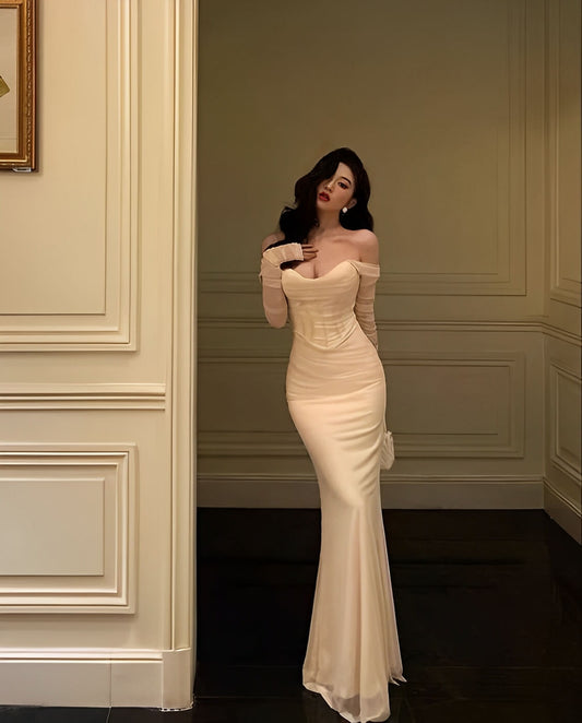 Sexy Wedding Party Dresses Long Sleeve Mermaid Gala Dress Formal