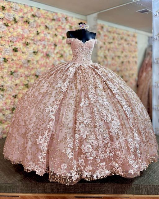 Elegante vestido de quinceañera rosa con apliques de corazón y lentejuelas, corte en A, de tul hasta el suelo, para fiesta de graduación, cumpleaños, noche, baile, TP4403