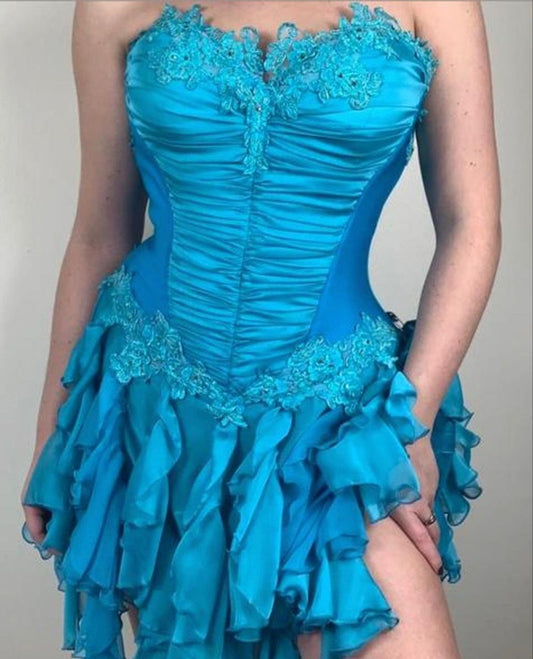 __lue exquisite applique vintage fashion short chiffon homecoming dress party dress gh4992