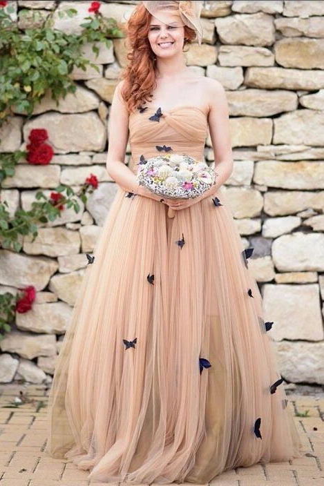 A-Line Sweetheart 3D Butterfly Appliques Prom Dress Long Formal Gown GP26