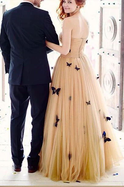 A-Line Sweetheart 3D Butterfly Appliques Prom Dress Long Formal Gown GP26
