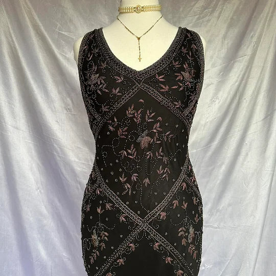 Fairytale Black Vintage Floral Chiffon Long Chiffon Elegant Ball Gown Evening Dress Birthday Party Dress gh4271