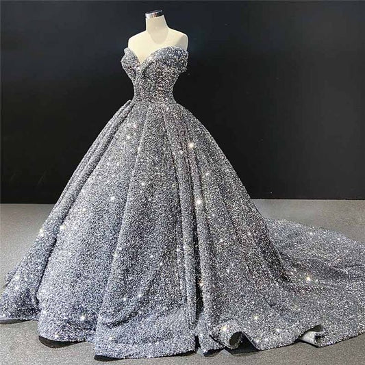 Silver/Red/Green Shiny Gorgeous Sequined Long Prom Dress Evening Dress Off Shoulder Adult Ceremony Dress gh3128