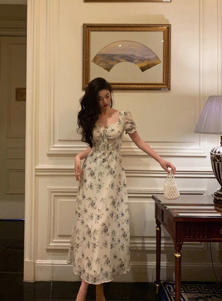 Vestido de fiesta de cumpleaños número 21 con estampado floral y corte en A, de gasa cuadrada, sexy, ideal para mujeres (DP1884)