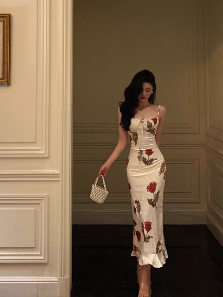 Vestido azul floral sexy para 21 cumpleaños, ideas para vestidos de cumpleaños para mujeres (DP1891)