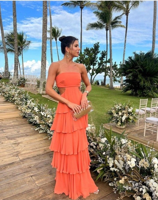 Vestidos de fiesta largos, modestos, sin tirantes y con capas, trajes formales