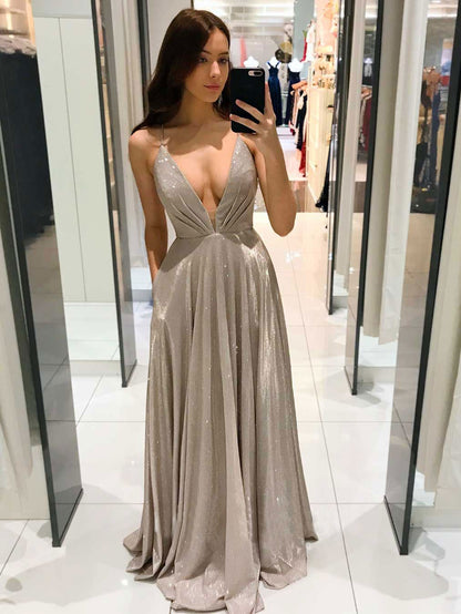 Vestido de fiesta largo sencillo con escote en V y corte A, vestido de noche color burdeos
