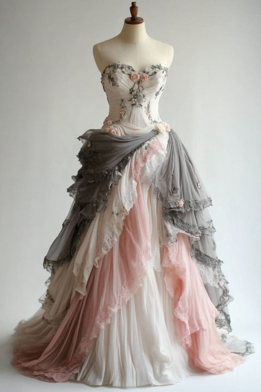 Vintage Sweetheart Lace Applique Long Ball Gown,Sweet Evening Dress ED01477