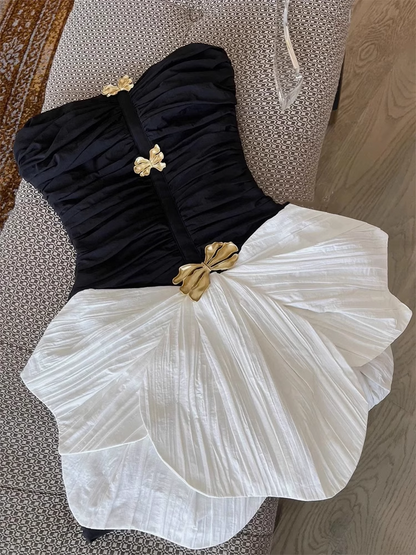 Simple Fashion Strapless Bow Design A-line Mini Party Dresses Homecoming Dresses, TP3839