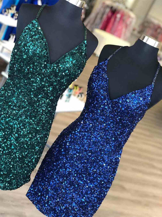 Vestido de fiesta ajustado con lentejuelas verde oscuro