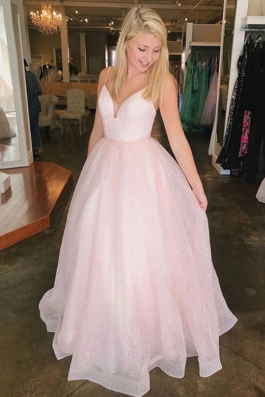 Vestido de fiesta largo rosa brillante, vestidos formales de tul de corte A.