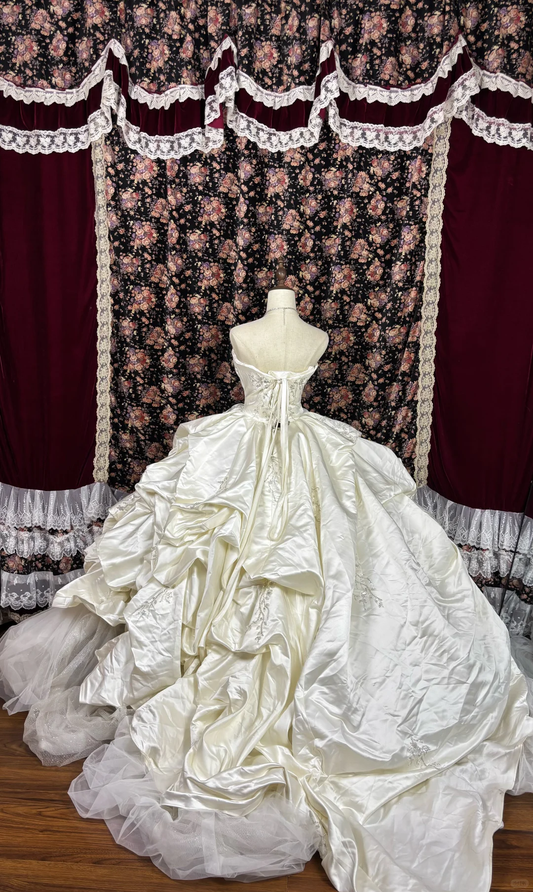 Hermoso vestido de noche largo hasta el suelo de tul satinado color marfil con escote corazón, sin tirantes, con cuentas y plisado, para quinceañeras de 16 años, vestido de fiesta TP4258