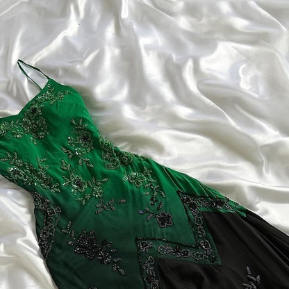 Green Gradient Fashion Exquisite Beaded Long tulle Prom Dress Evening Dress Party Dress gh3228