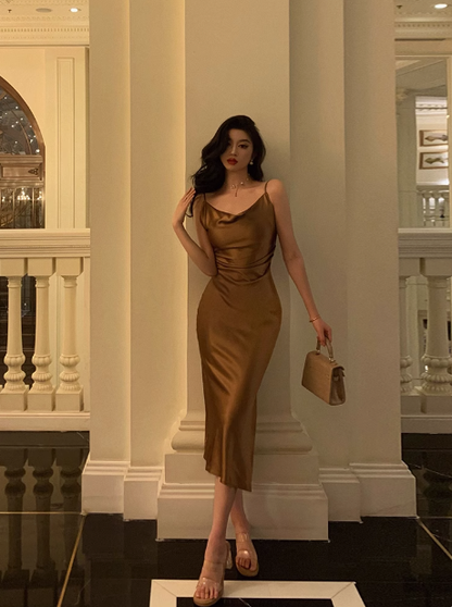 Vestido de fiesta de sirena con tirantes finos para 18 cumpleaños, ideas para vestidos de cumpleaños para mujeres (DP2320)