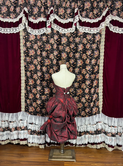 Hermoso vestido de fiesta burdeos con escote en forma de corazón y apliques de rosas, sin tirantes, largo hasta el suelo/corto, para cumpleaños, noche, TP4385
