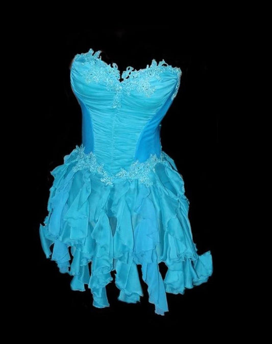 __lue exquisite applique vintage fashion short chiffon homecoming dress party dress gh4992