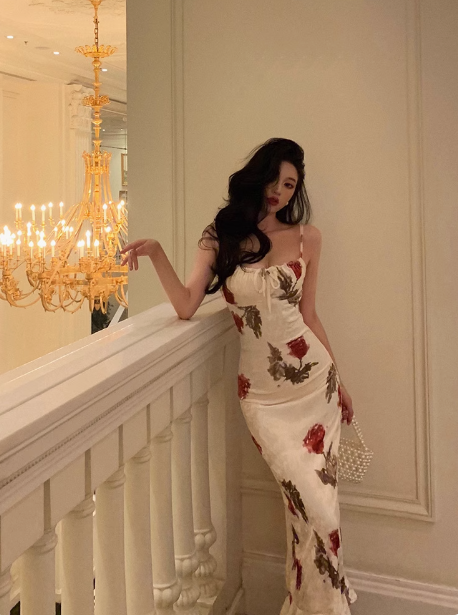 Vestido azul floral sexy para 21 cumpleaños, ideas para vestidos de cumpleaños para mujeres (DP1891)