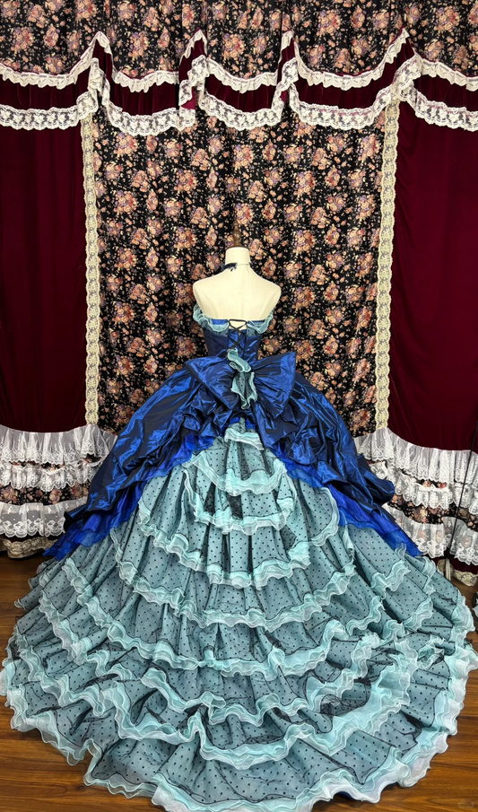 Vintage Navy Blue Sweetheart Satin Strapless Sweet 16th Quinceanera A-Line Evening Dress Ball Gown  TP4261
