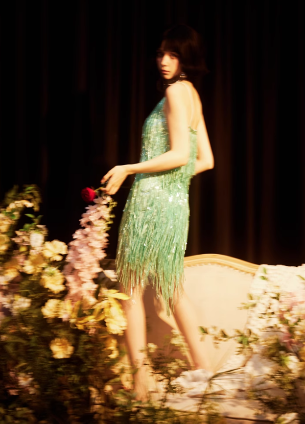 Shiny Bright Green Sequin A Line Spaghetti Strap Short Homecoming Dress Cocktail Dress SH3577