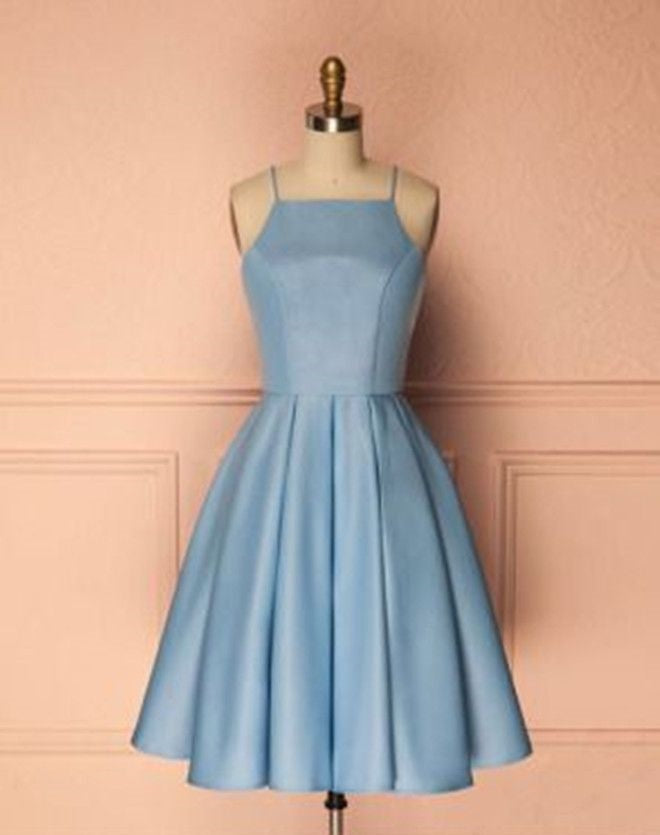 Blue/purple/red cute sweet short satin prom dress homecoming dress birthday party dress gh805