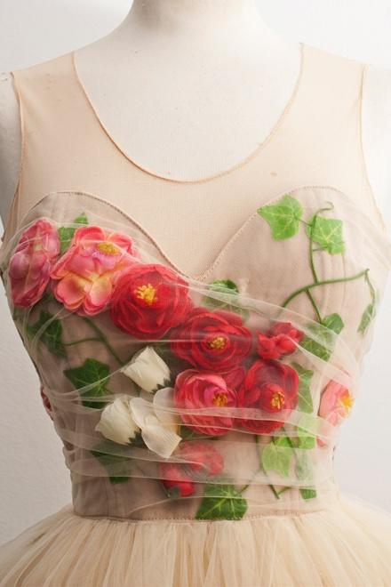 Tulle Short Homecoming Dress A-Line Scoop with 3D Florals MP982