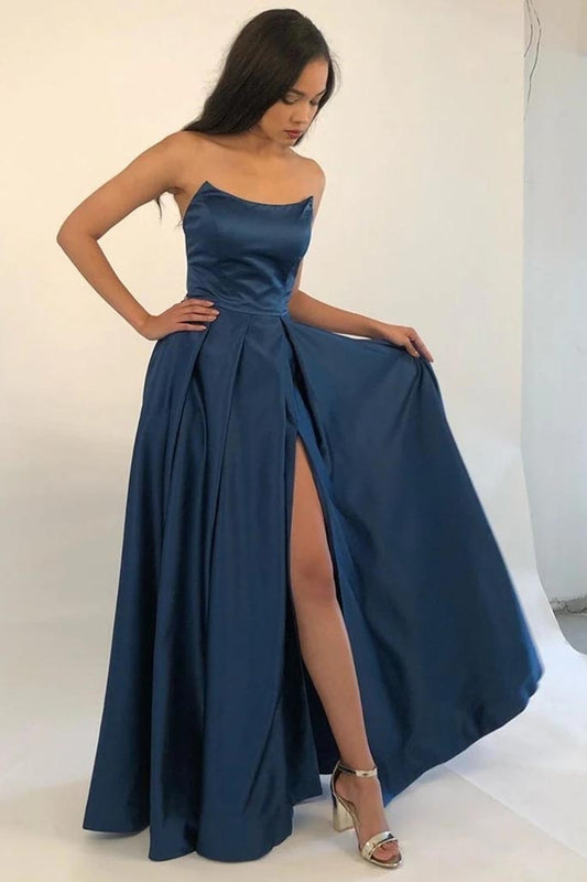 Strapless Burgundy Long Prom Dresses, Simple Formal Evening Dresses MP1208
