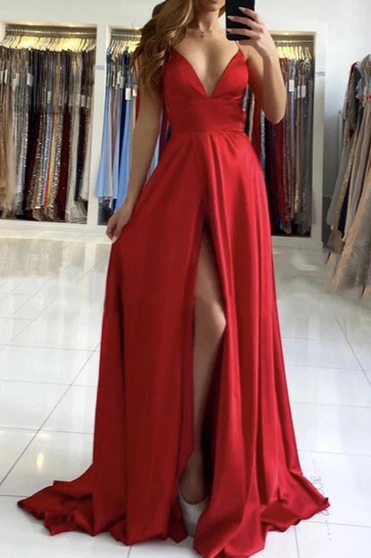 A Line Red Simple Prom Dress, Backless Red Formal Evening Dress MP1205