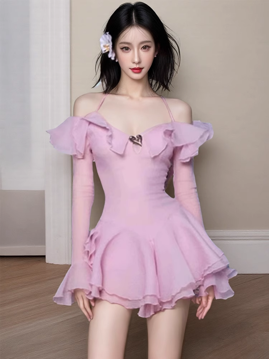 Simple A line Off The Shoulder Pink Chiffon Short Homecoming Dress Summer Hoco Dresses Mini Cocktail Dress DH617
