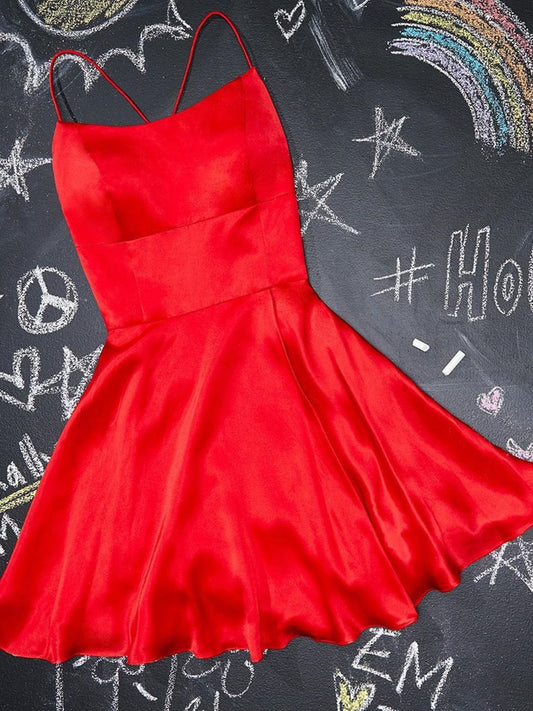 Vestidos de fiesta rojos cortos de corte A, vestidos de fiesta rojos cortos y formales