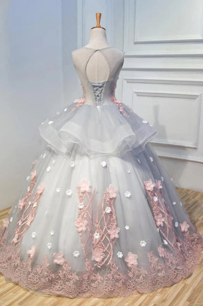 Gorgeous Princess Ball Gown Appliques Long Prom Dresses Quinceanera Dress GP652