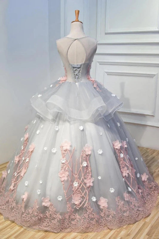 Gorgeous Princess Ball Gown Appliques Long Prom Dresses Quinceanera Dress GP652
