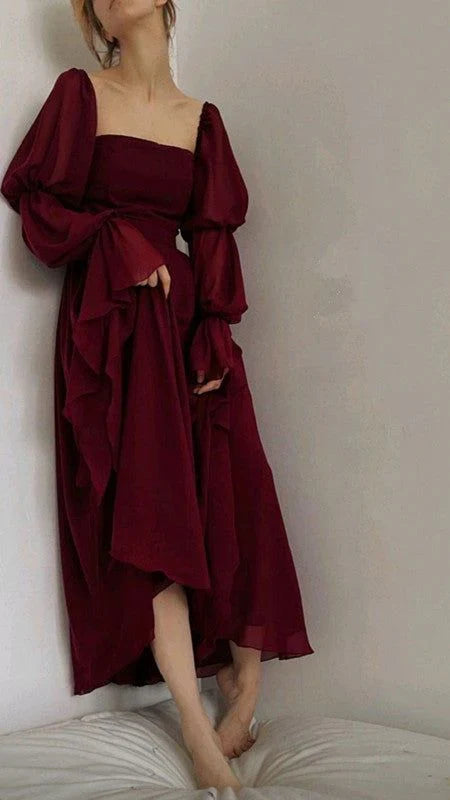 Beautiful Vintage Romantic A-line Burgundy Prom Dress Evening Dress, AST1730