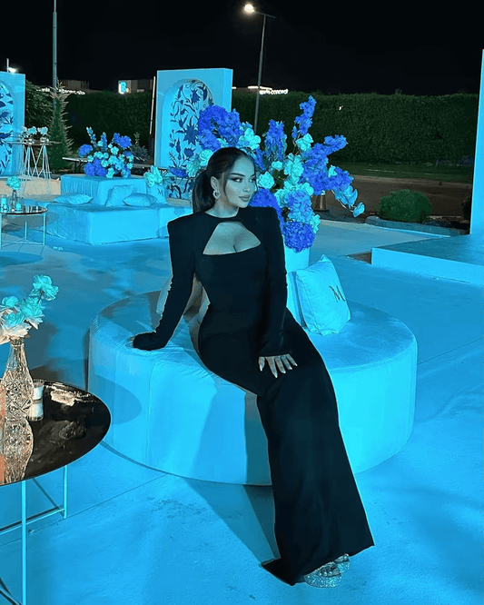 Vestidos de fiesta negros ajustados de sirena, vestido de noche formal de manga larga