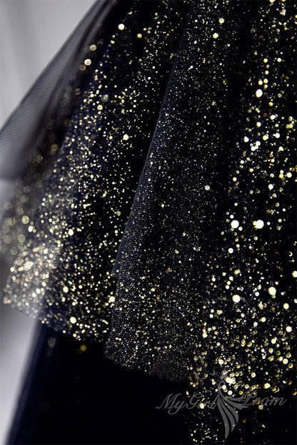 Black Sweetheart Tulle Long Prom Dress With Layered, Black Formal Evening Dress GP503