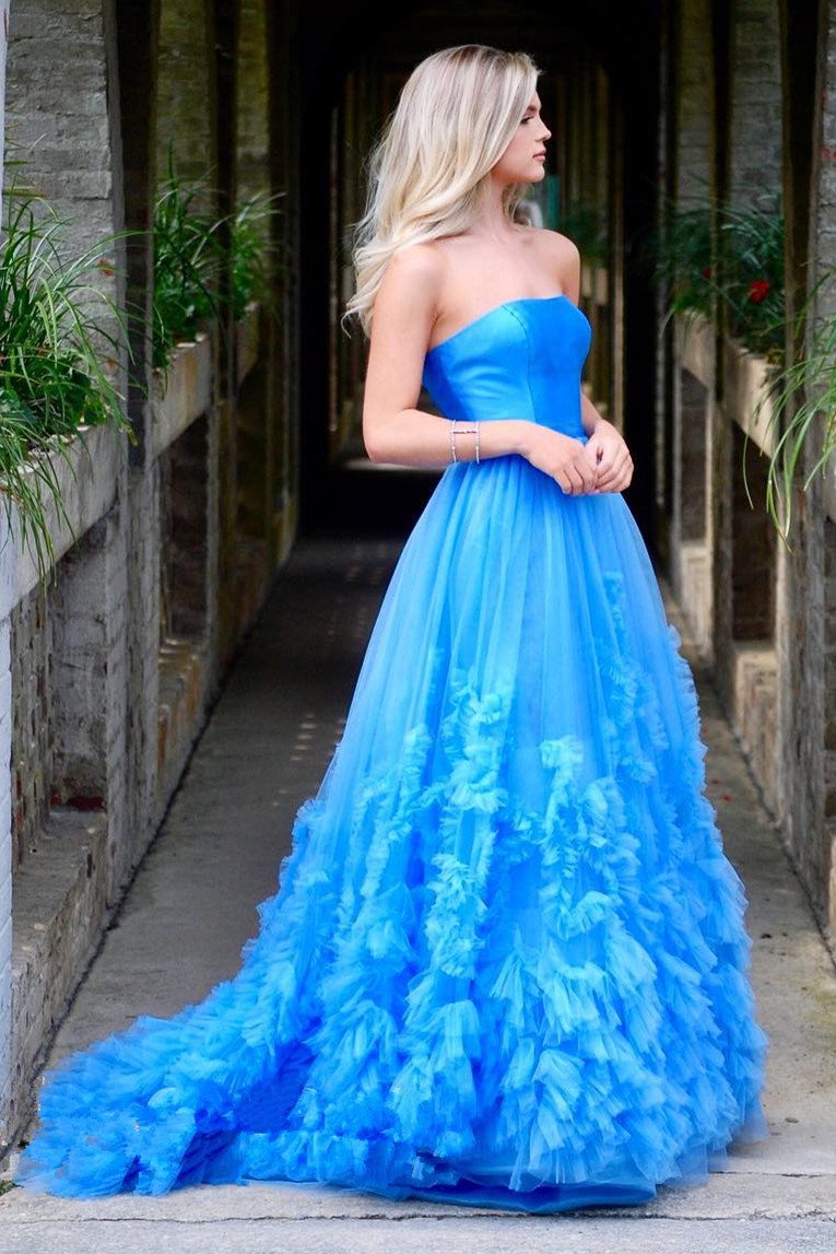 Red A-Line Strapless Long Prom Dress Elegant Pageant Gown GP54